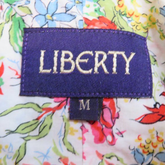 Liberty Floral Button Up Short Sleeve Shirt Mens Medium Flowers Beach - Picture 4 of 4